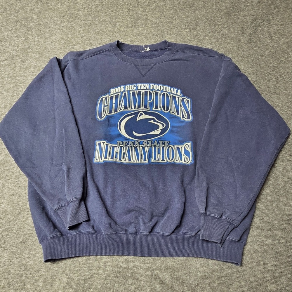 Penn State Sweatshirt Mens 2005 Big Ten Football Champions Navy Vintage Crewneck